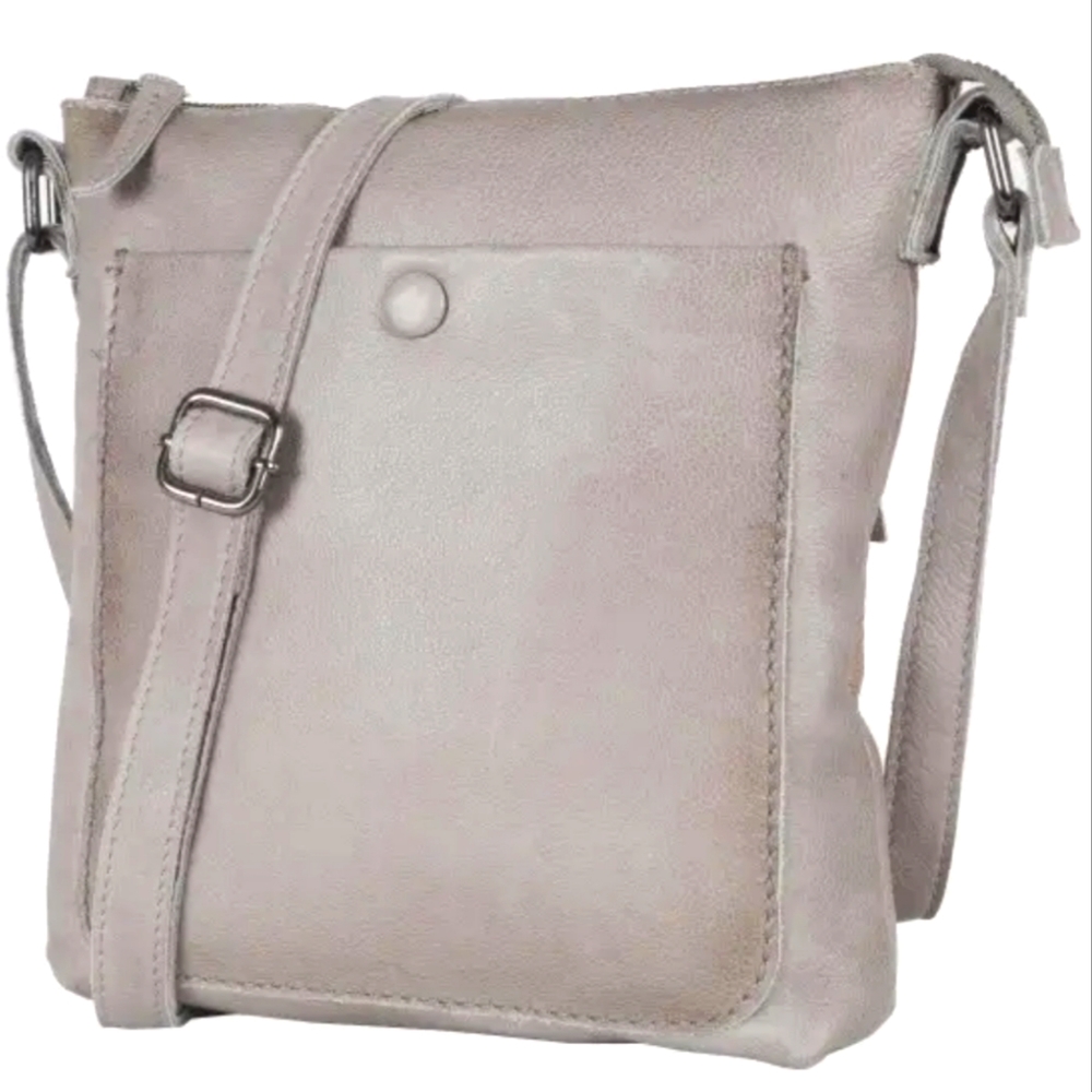 Grey Nappa Leather "Isabella" Crossbody Bag